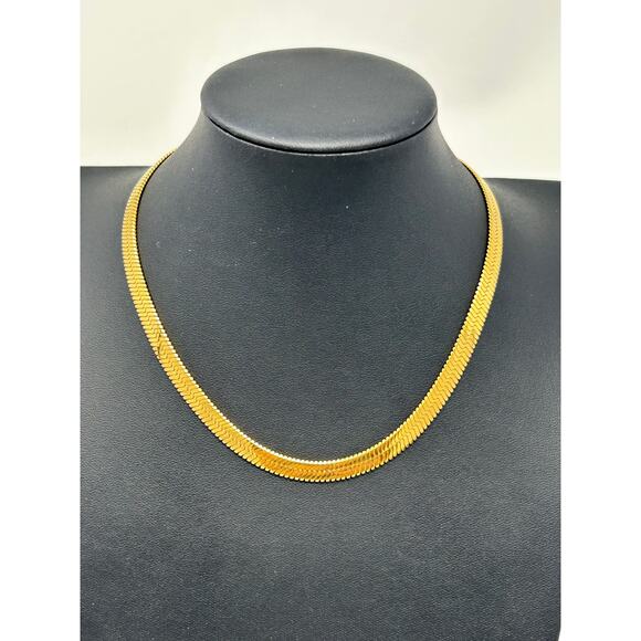 Atolea Gold Tone Chunky Herringbone Choker - Picture 1 of 7